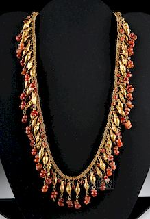 Important Greco-Persian 18K+ Gold / Carnelian Necklace