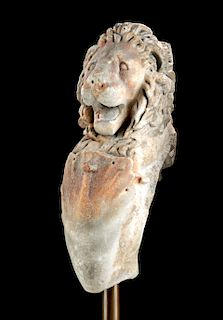 Roman Marble Trapezophoron Lion - Table Leg