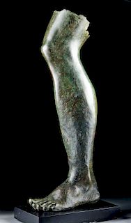 Over Life-Size Roman Bronze Statue Leg, ex Christie's