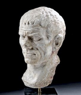Roman Republic Period Marble Head of Stern Male