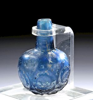 8th C. Islamic Mold Blown Glass Bottle - Cobalt Blue