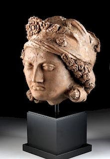 Rare Gandharan Stucco Head of a Prince