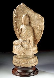 Chinese Wei / Tang Marble - Buddha Shakyamuni