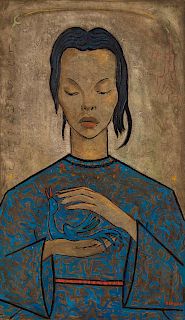 Angel Botello(Spanish/Puerto Rican, 1913-1986)L'Oiseau Bleu, c. 1955