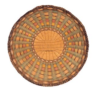 Hopi Flat Basket Tray Colored Rabbit Brush