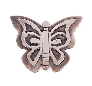 Native American Butterfly Sterling Silver Pin