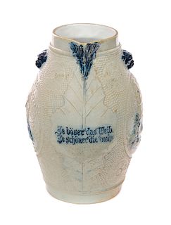 Blue Decorated Figural Pitcher