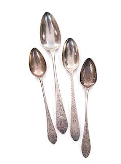 4 Coin Silver Spoons J Sayre 1796-1818
