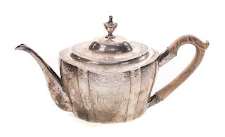 1784-1819 Hugh Wishart Coin Silver Teapot