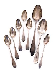 8 Early Coin Silver Spoons