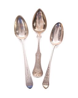 3 Elaborate Coin Silver Spoons McMullin Kinsey