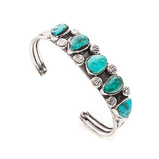 Native American Silver & Turqouise Bracelet