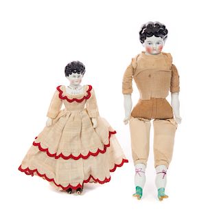 2 Early China Head Dolls