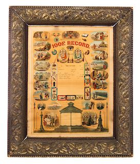 1885 IOOF Membership Record Gilded Frame