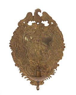 1800's Eagle Embossed Brass Wall Sconce