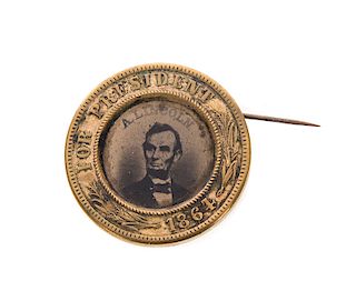 1864 Abraham Lincoln For President Ferrotype Pin