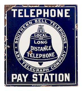 2 sided Southern Bell Telephone Pay Station Porcelain Sign