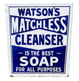 2 Sided Watsons Soap Porcelain Sign
