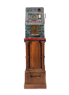 Antique Screen Stars Slot Machine And Ornate Stand