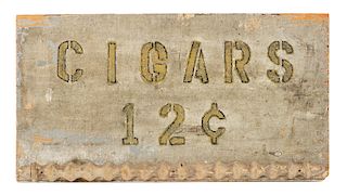 Folk Art Wood 12 Cent Cigar Sign
