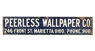 6' Peerless Wallpaper Marietta Ohio Metal Sign