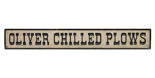 Wood Oliver Chilled Plows Sign in Old Paint