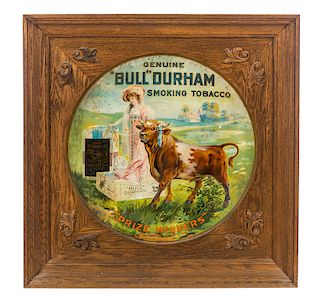 Bull Durham Smoking Tobacco Display Charger in Oak Frame