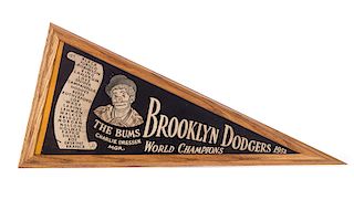 1952 Brooklyn Dodgers The Bums Framed Pennant