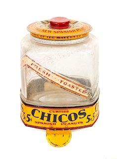 Chico's 5 Cent Spanish Peanut Glass Jar with Tin