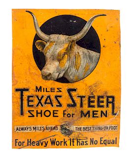 Tin Texas Steer Shoes Advertising Sign