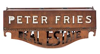 Rare Peter Fries Copper Lighted Advertising Sign