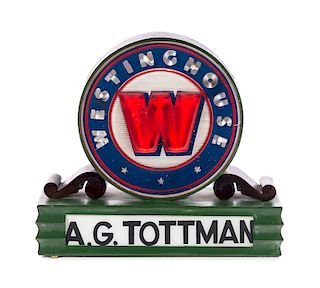 A.G. Tottman Westinghouse Embossed Glass Advertising Sign