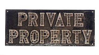 Early Private Property Glass Reflector Sign