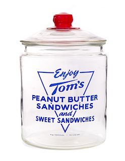 Toms Peanut Butter Sandwich Glass Display Jar