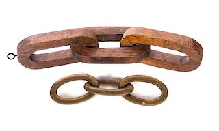 2 IOOF Odd Fellows Wooden Chains