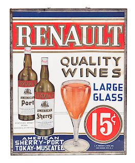 15 Cent Renault Quality Wines Advertising Sign