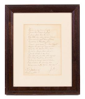 1840 Fort Jackson Framed  Poem