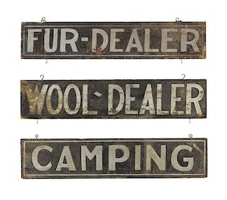 3 Early Wooden Painted General Store Signs Fur Dealer