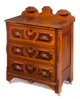 Walnut Victorian Fruit Carved Wash Stand
