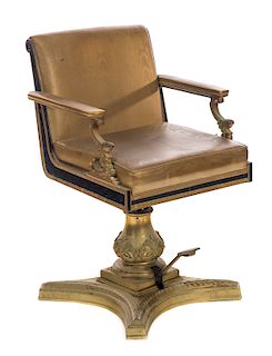 Rare Cast Bronze Barber Salon Chair