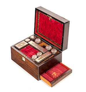 Victorian Rosewood Traveling Vanity Box