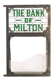Bank of Milton Bronze Leaded Glass Bank Clock Door