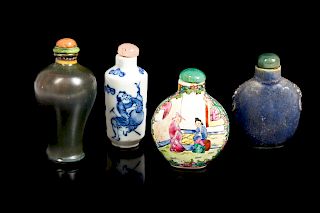 Four Chinese Porcelain Snuff Bottles
Largest: height 3 in., 8 cm. 