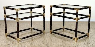 PAIR BRASS GLASS SIDE TABLES MANNER BILLY HAINES