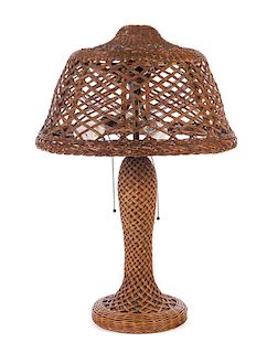 Early Heywood Wakefield Wicker Table Lamp