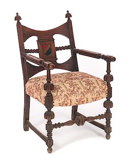 Carved Oak Family Crest Chair