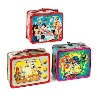 3 Lunch Boxes Dick Tracy, Super Friends, and Looney Tunes