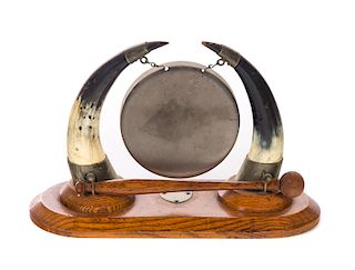 Antique Oak and Horn Gong