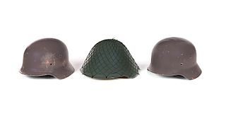 3 German Helmets Inc Post War East-German Helmet
