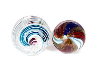 2 Handmade Marbles 1.26" and 1.06"